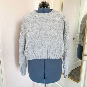 Fashion Nova Cropped Sweater Cable Knit Crew Neck